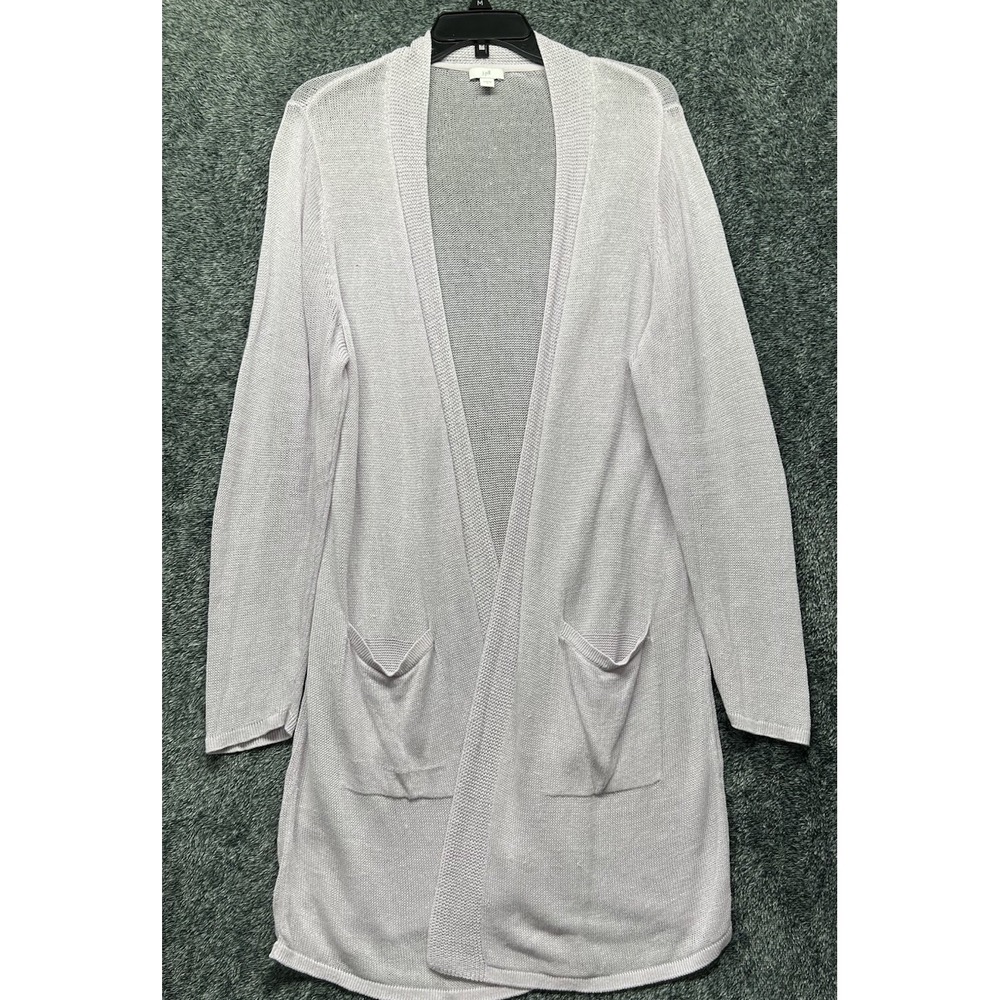 J. Jill Womens Size L Purple Long Sleeve Linen Blend Cardigan Sweater (J13) - Picture 1 of 6